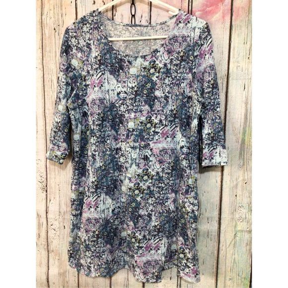 PureJill Pure Jill Printed Wrap Style Top Size Medium Blue Lavender 💕 - Picture 1 of 14